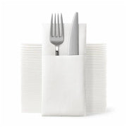 Serviette da Tavola 50 Unità - Portaserviette - Tessuto di Lino - Festa di Matrimonio - Serviette Pre-faldate - Tasca per Utensili Integrata - Serviette da Caffè