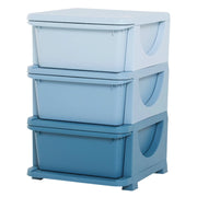 Scatole portaoggetti per bambini, 3 cassetti, bordi arrotondati, design in rilievo, 37x37x56,5 cm, blu