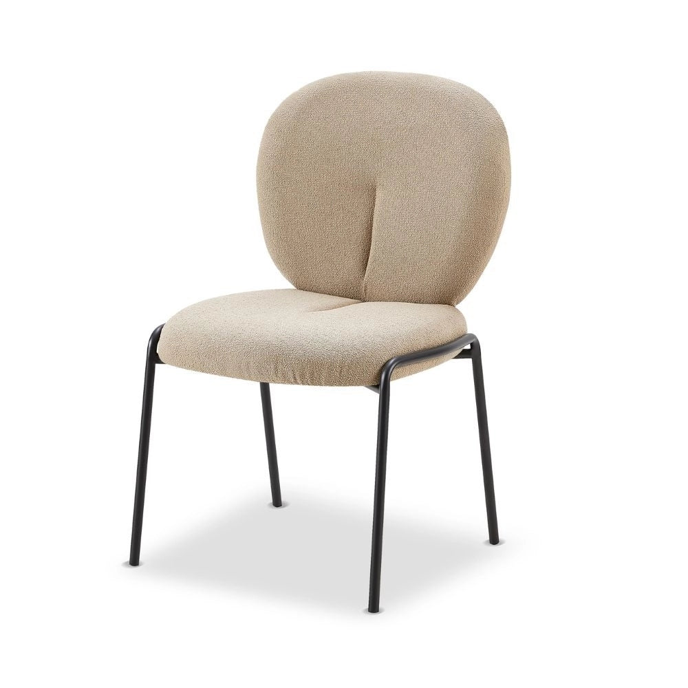 Set 2 Sedie da pranzo tessuto teddy beige Sirio 53x39x94h