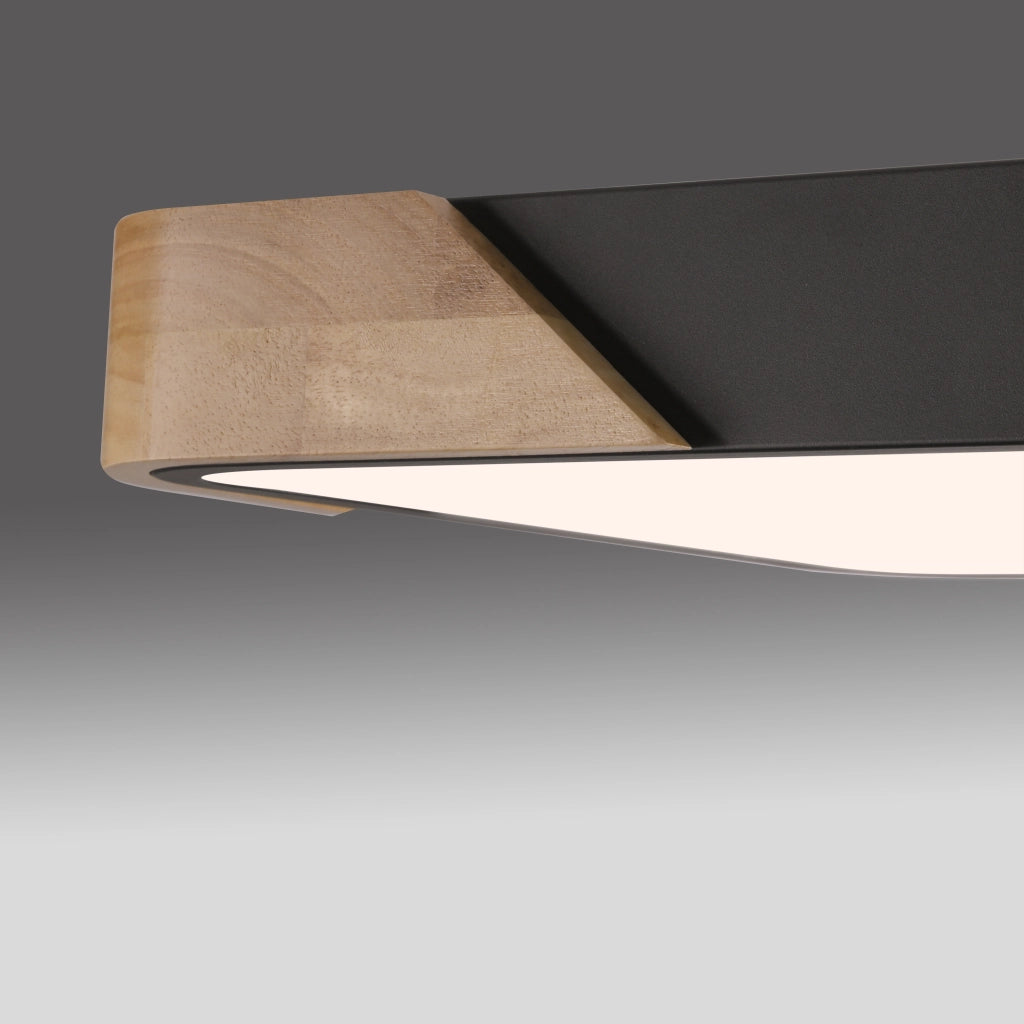 Plafoniera quadrata 32cm nera/legno LED 24W BILA Just Light