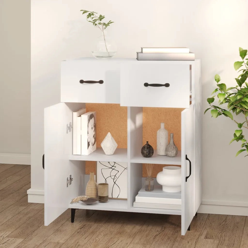 Credenza Bianca 69,5x34x90 cm in Legno Multistrato 812195