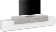Mobile TV 3 Ante 240x45x51,5 cm Coro Bianco Lucido e Cemento