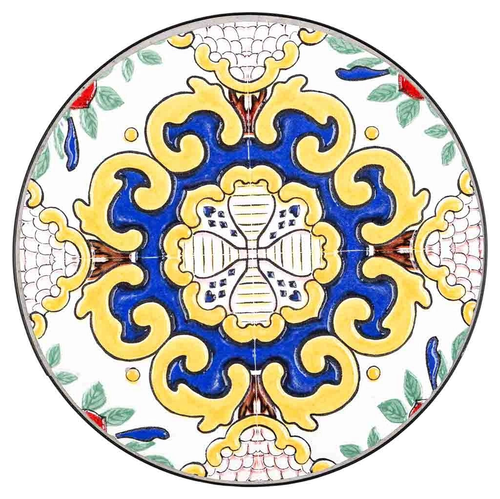 Set 3 mensole in mosaico Giallo e ferro battuto D30x68h-D25x57h-D20x51