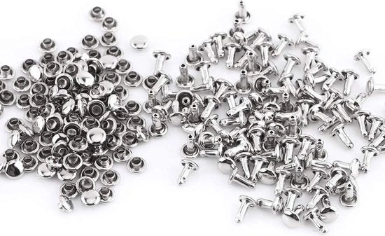 100 pezzi di chiodi a testa doppia 6 x 8 mm - confezione in bulk per lavorazione del cuoio - argento