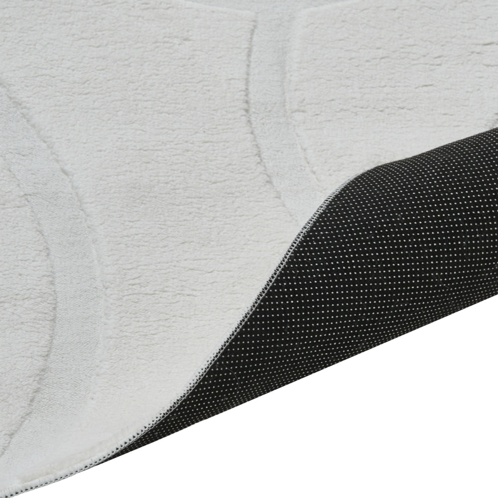 Tappeto da salotto jacquard 160 x 160 cm a pelo corto bianco sporco Stile Moderno