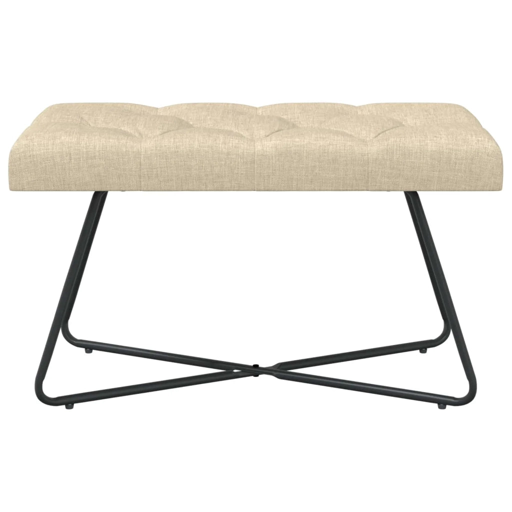 Panchina con bottoni imbottiti Crema 80 x 40 x 46 cm Tessuto 42038364