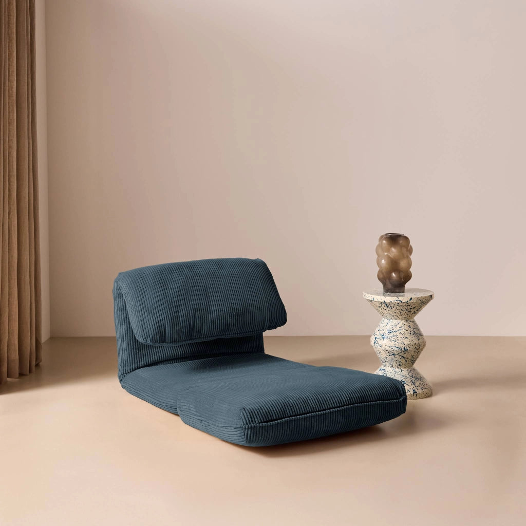 Poltrona letto convertibile velluto a coste grosse coste, blu scuro