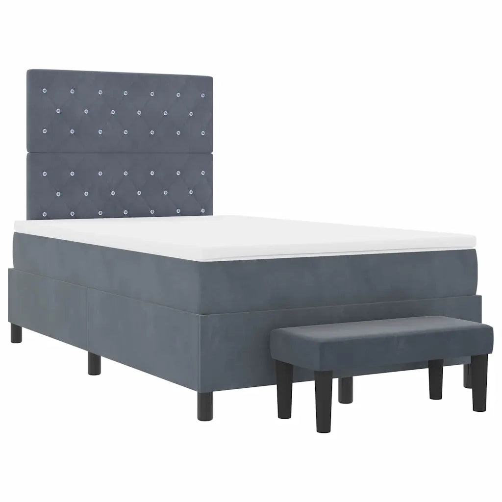 Letto a molle con materasso Grigio scuro 120 x 200 cm Velluto 3344439