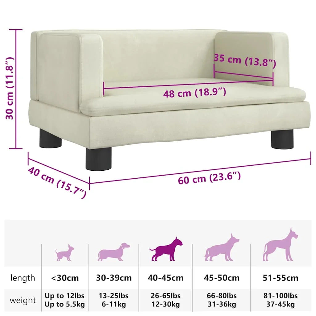 Cuccia per cani a forma di cesto comoda 60 x 40 x 30 cm velluto crema 02_0042727