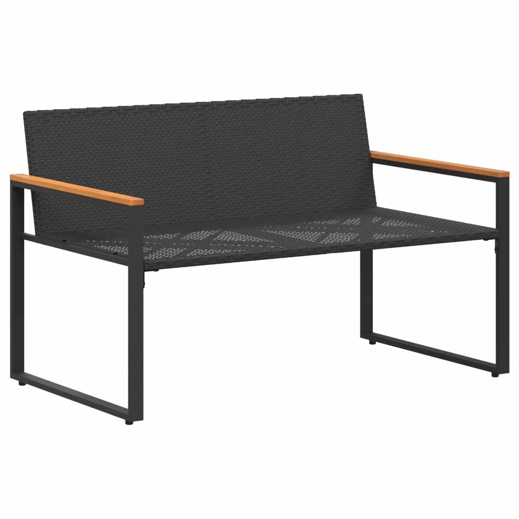 panchina con cuscino Nero e Turchese 115 x 65 x 72 cm Rattan