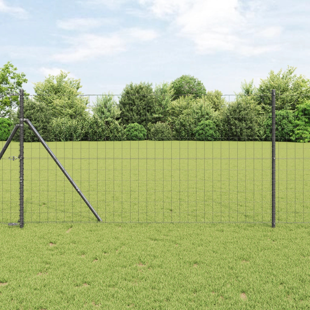 Euro Fence con 7 Post 1.4x10 m Acciaio Zincato Grigio