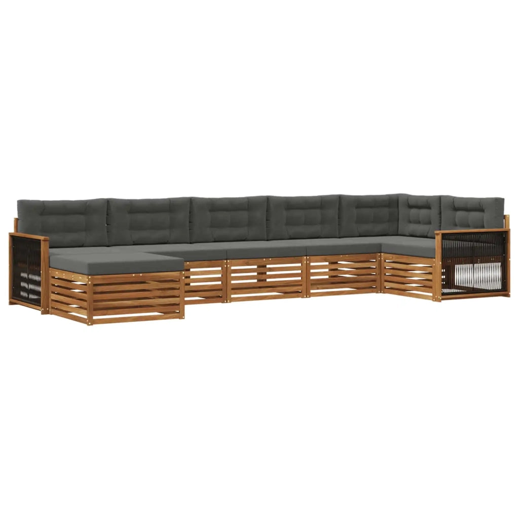 Set di divani da esterno con cuscino 7 pcs Naturale e Antracite 3383625
