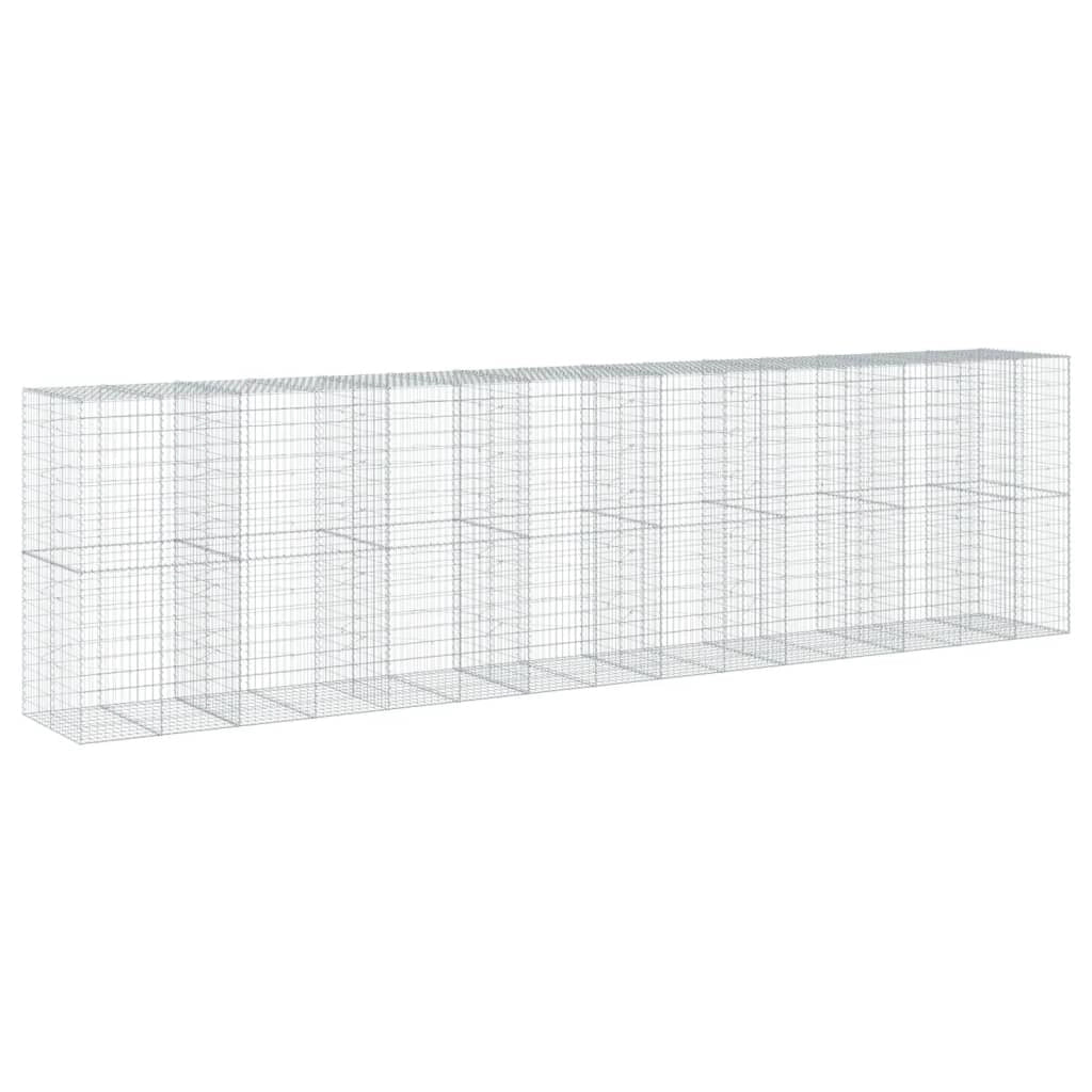 Gabbione recinto a gabbia muro di contenimento con coperchio 750 x 100 x 200 cm ferro zincato argento 02_0040198