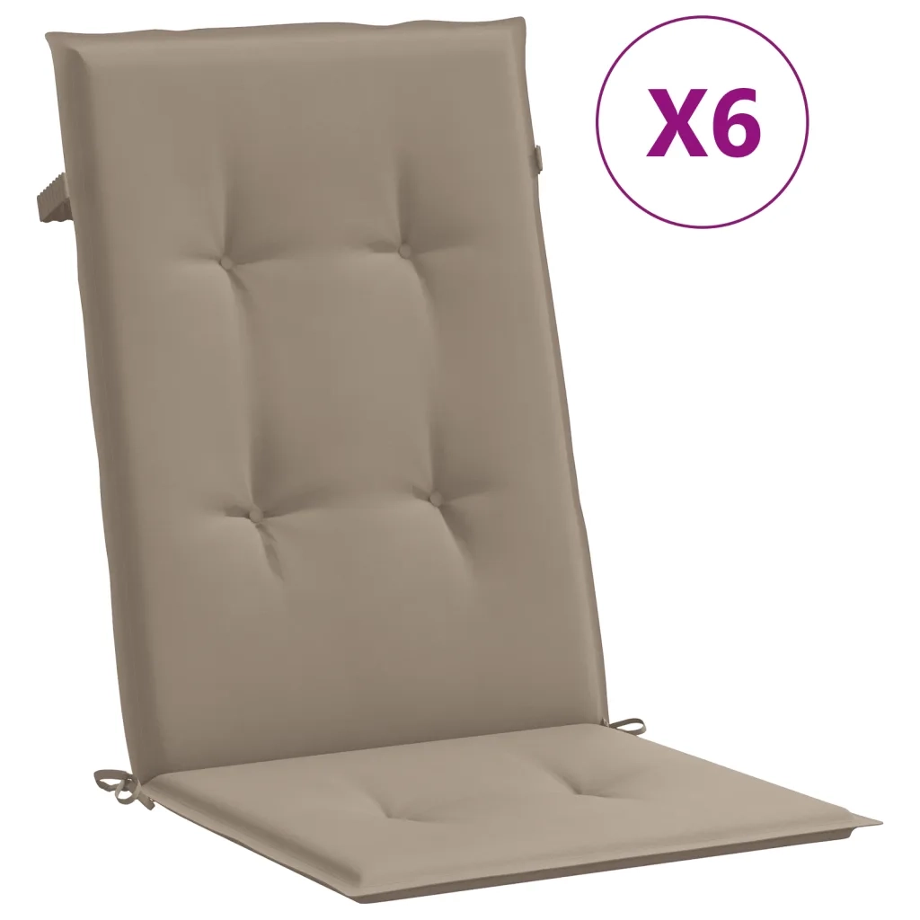 Cuscini per Sedie Alte 6 pz | Cuscini per sedie Tortora 120x50x3 cm in Tessuto