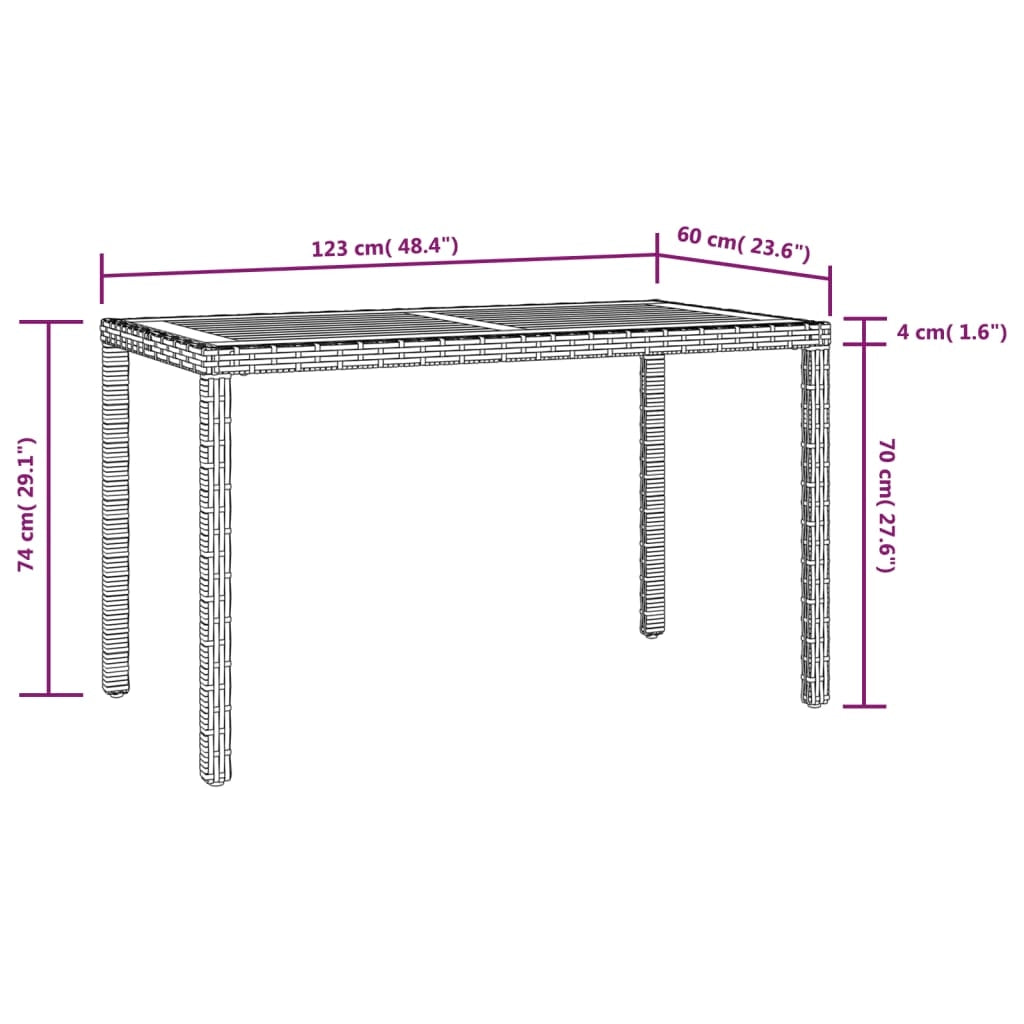 Set di mobili da giardino mobili da esterno set di mobili impilabili da 5 pezzi in rattan e legno di acacia nera 02_0018330