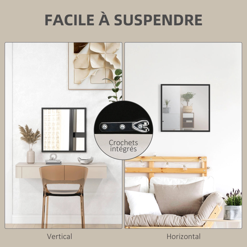 Specchio Parete Quadrato ¨C Minimal ¨C Legno Nero 50x50 cm