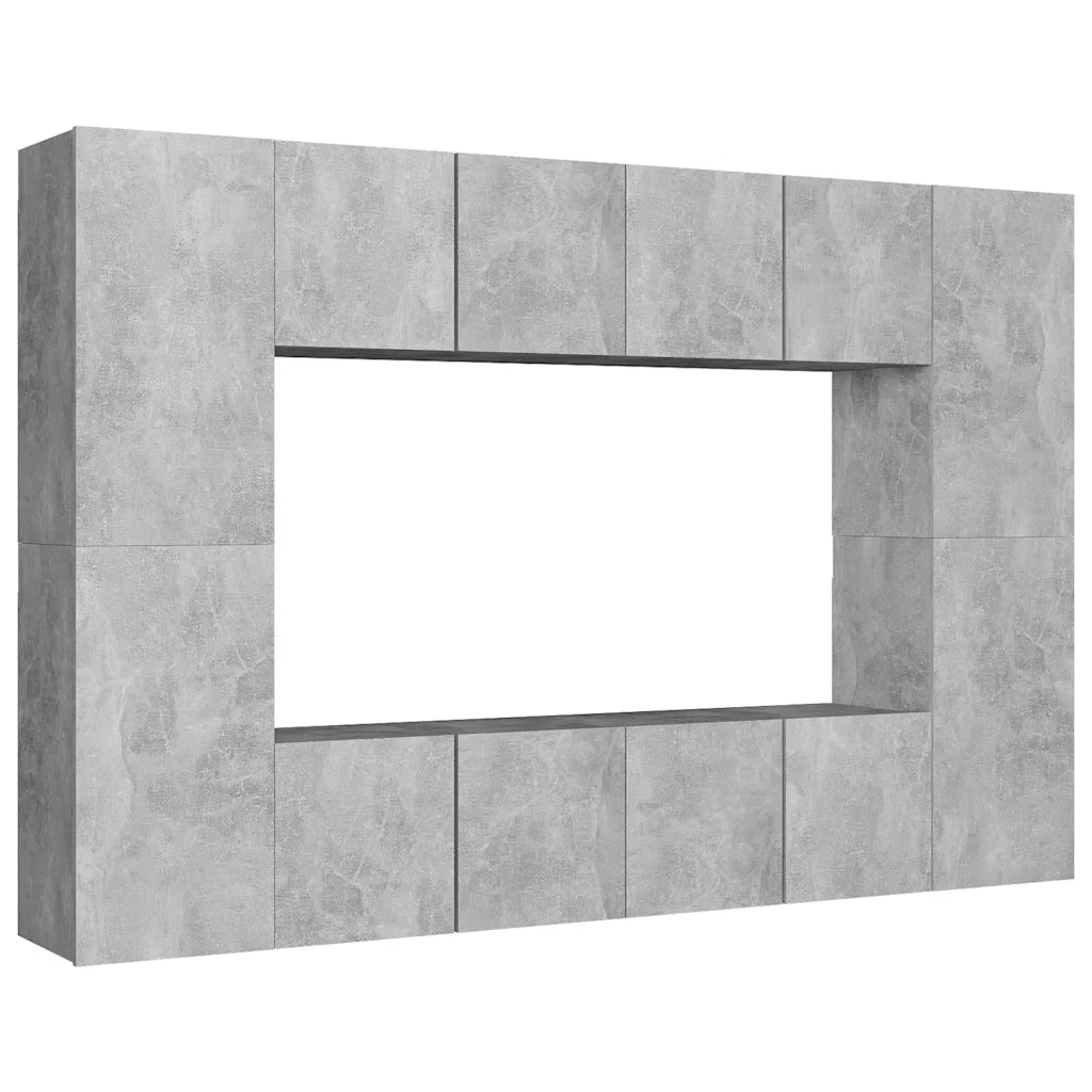 Set Mobile Porta TV 8 pz Grigio Cemento in Truciolato   cod mxl 35567
