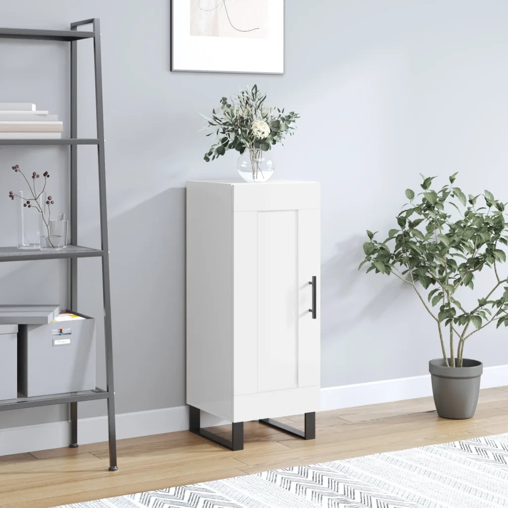 Credenza-Buffet-Armadio da cucina Bianco Lucido 34,5x34x90 cm in Legno Multistrato 397943