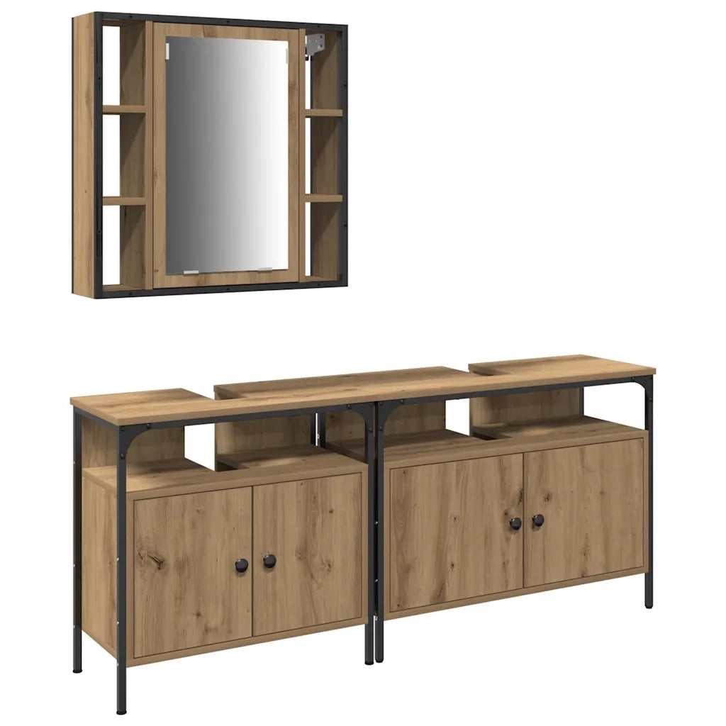 vidaXL Unità da Bagno 3 pcs Marrone 80 x 30 x 60 cm Legno multistrato