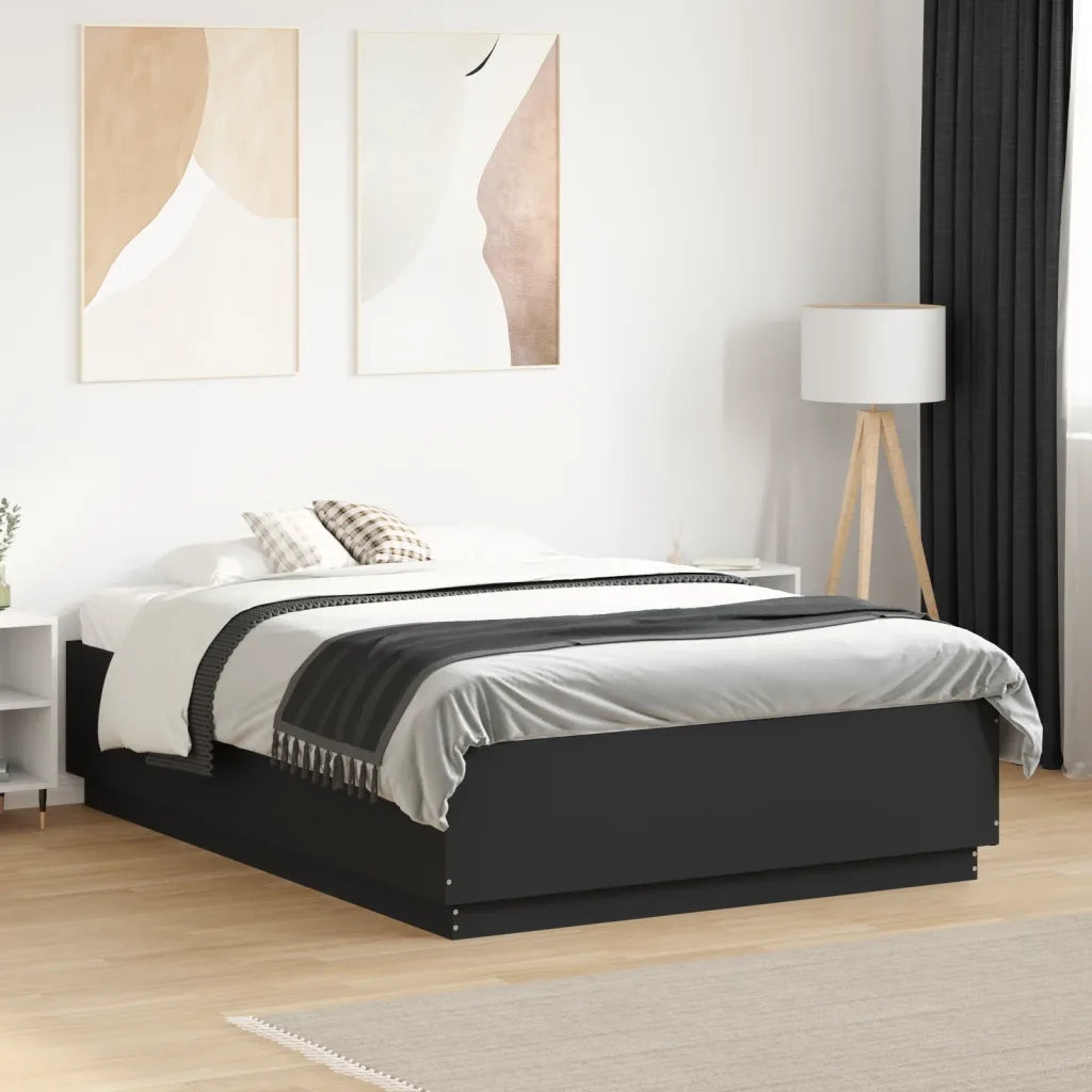 Giroletto con Luci LED Nero 120x190 cm in Legno Multistrato