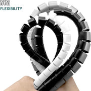 Cavo a spirale per la gestione dei cavi, 3m/9.8ft, con clip di guida del cavo e protezione per cavi flessibili, diametri 16mm e 22mm, tubo organizzatore per cavi per TV, PC e casa, bianco.