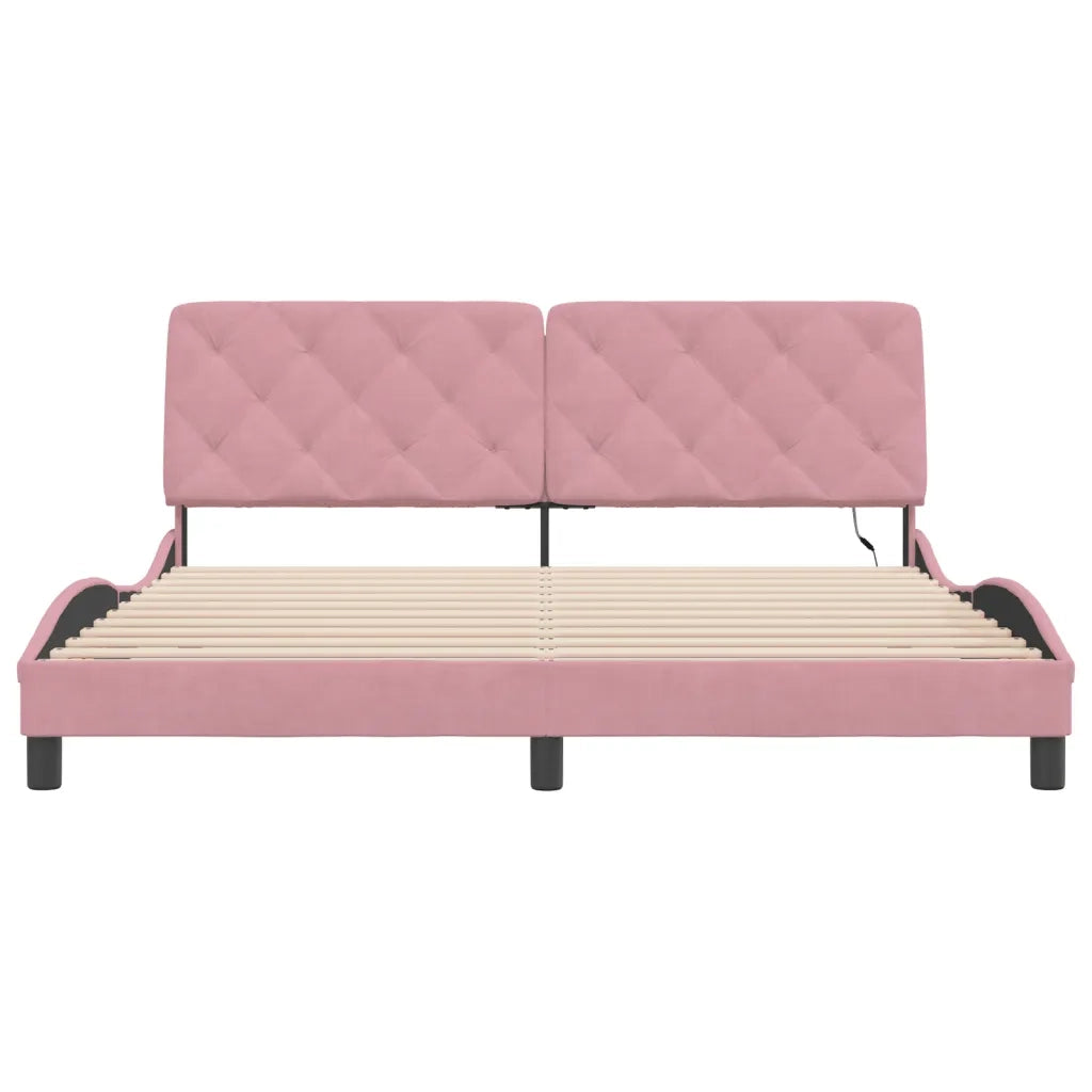 Giroletto con LED senza Materasso Rosa 180x200 cm in Velluto