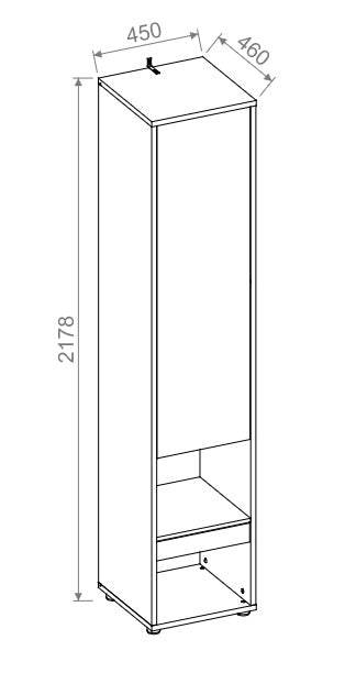 Lenart mobile BC 07 colonna verticale camera da letto cm46x45x217h rovere