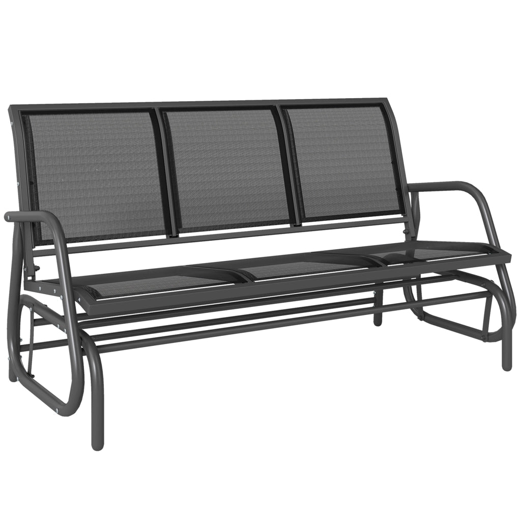 Divano da Giardino 3 Posti ¨C zephmum ¨C Tessuto Nero, Acciaio