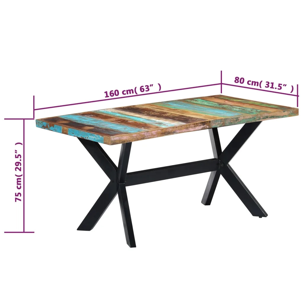 Tavolo da Pranzo 160x80x75 cm in Legno Massello di Recupero 247435