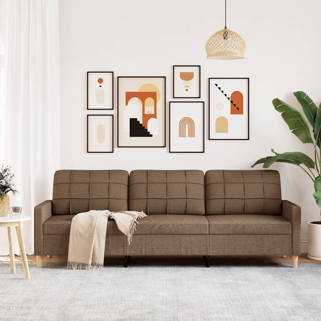 vidaXL Divano a 3 Posti Marrone 210 cm in Tessuto