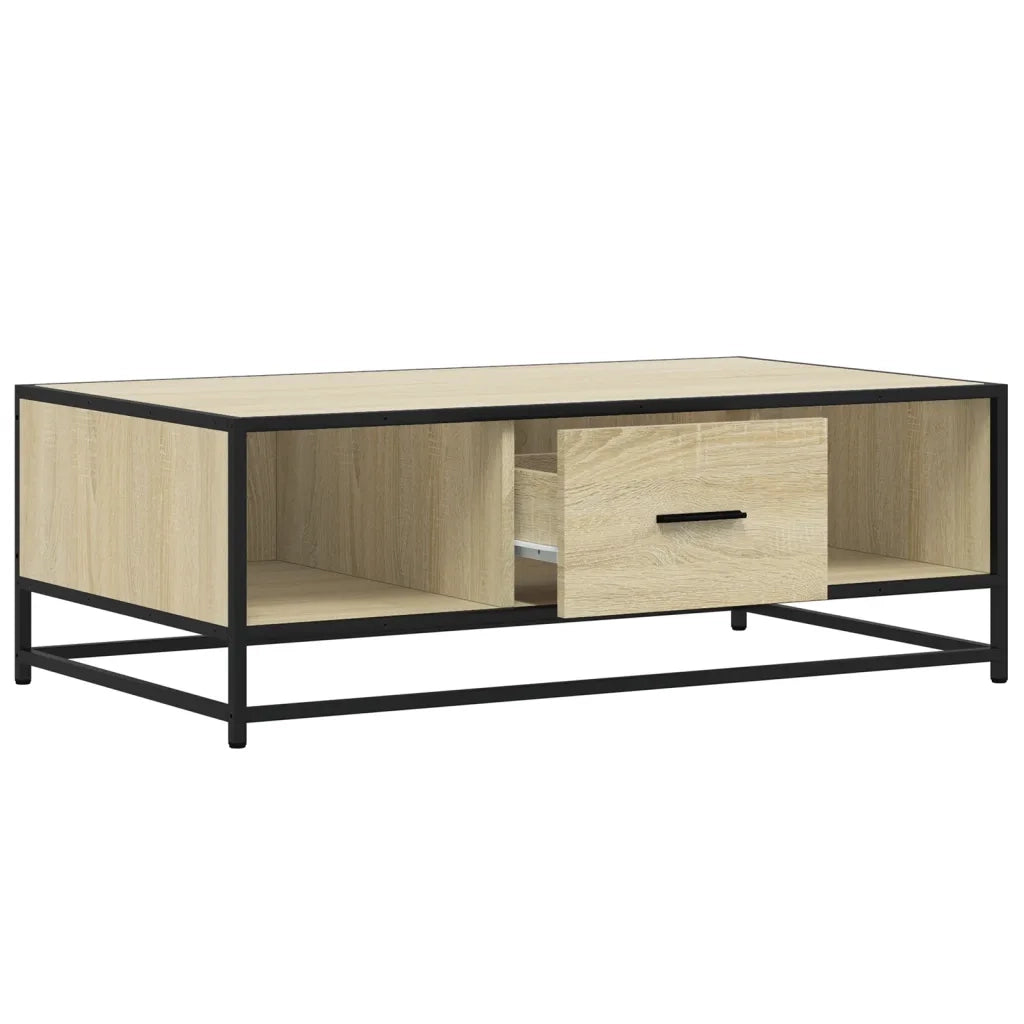 Tavolino-Tavolino da soggiorno-Tavolo Rovere Sonoma 100x57x35 cm Legno Multistrato Metallo