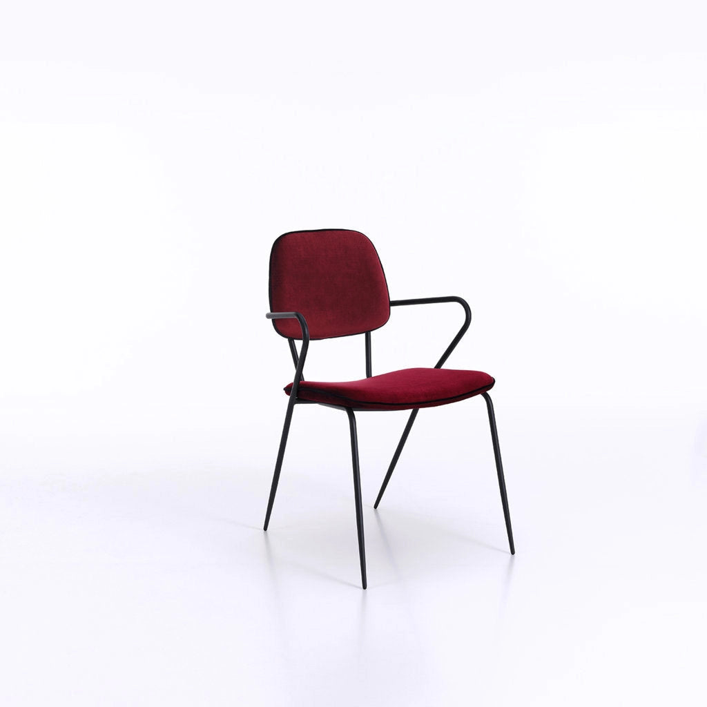 Set 4 Sedie 52x50x81,5 cm Velluto Rosso