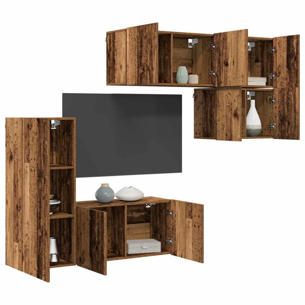 Unit¨¤ TV da Parete 5 pz | Armadietto TV | Mobile Porta TV Legno vecchio Legno multistrato