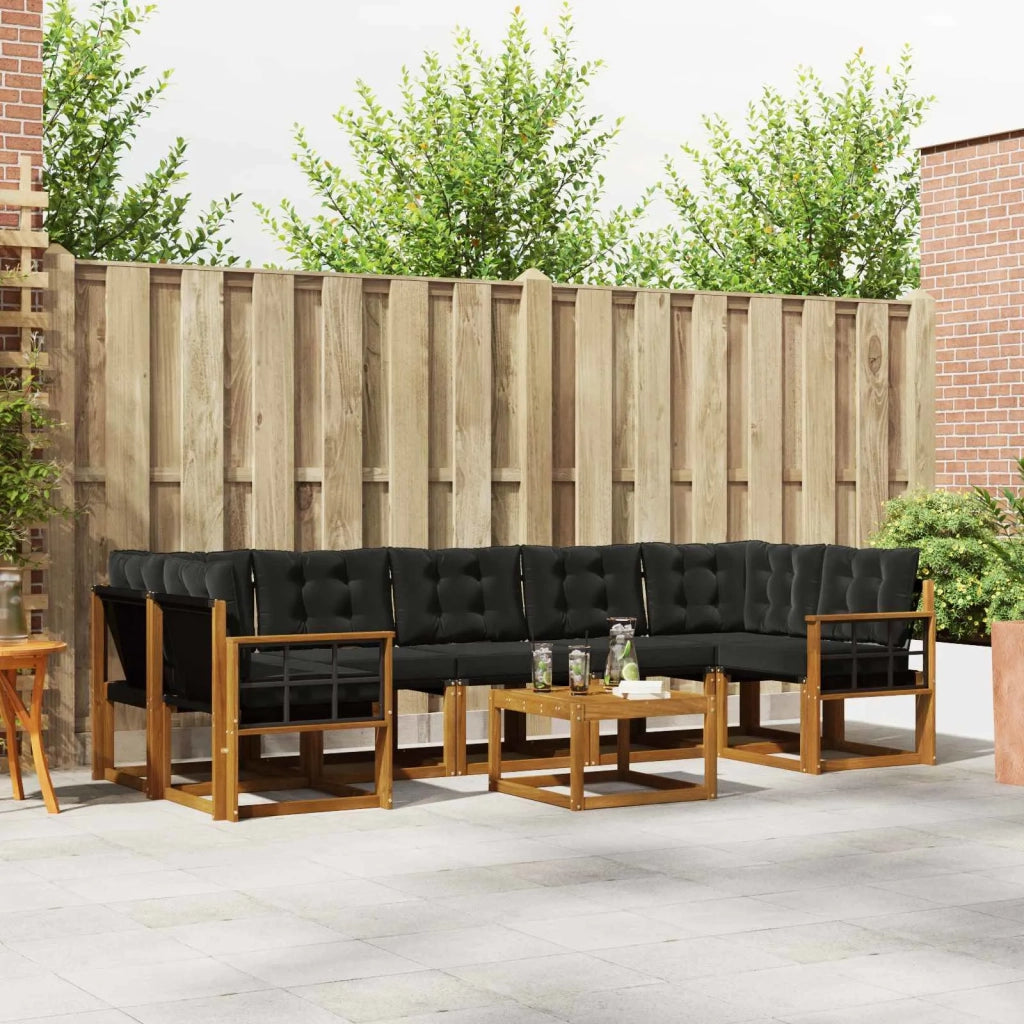 Set di divani da esterno con cuscino 8 pcs Naturale e Nero 3368503