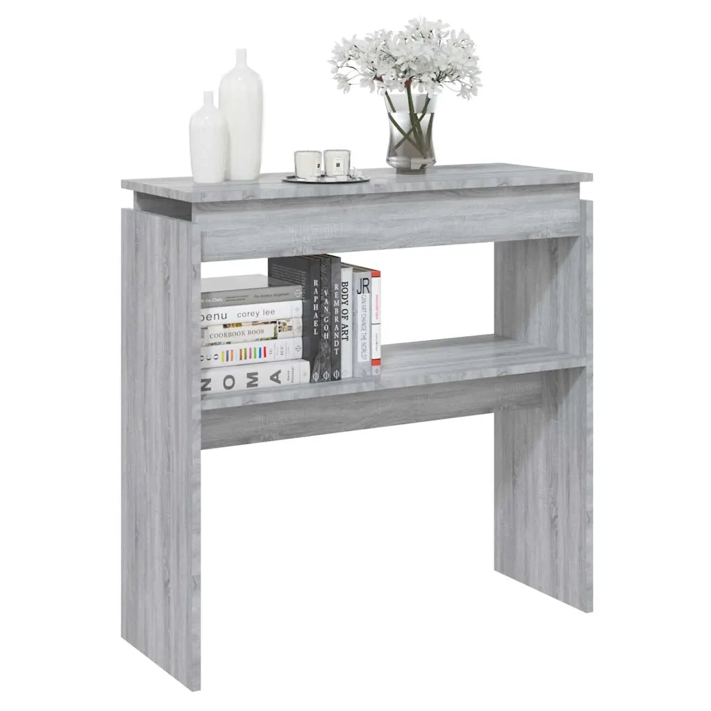 Tavolino Consolle-Tavolino da soggiorno-Tavolo Grigio Sonoma 80x30x80 cm Legno Multistrato