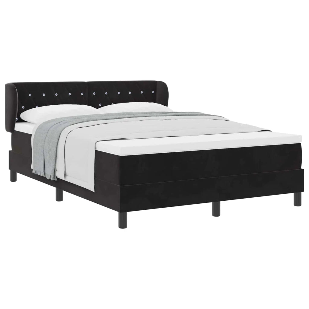 Letto a molle con materasso Nero 160 x 200 cm Velluto 3340342