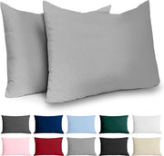 Copri cuscino 40x70 in cotone rinforzato (set da 2) - Grigio chiaro - Tessuto compatto con 57 fili/cm² - Copri cuscino 40 x 70 - Certificato Oeko Tex - Modello: 40x70 - Set di 2