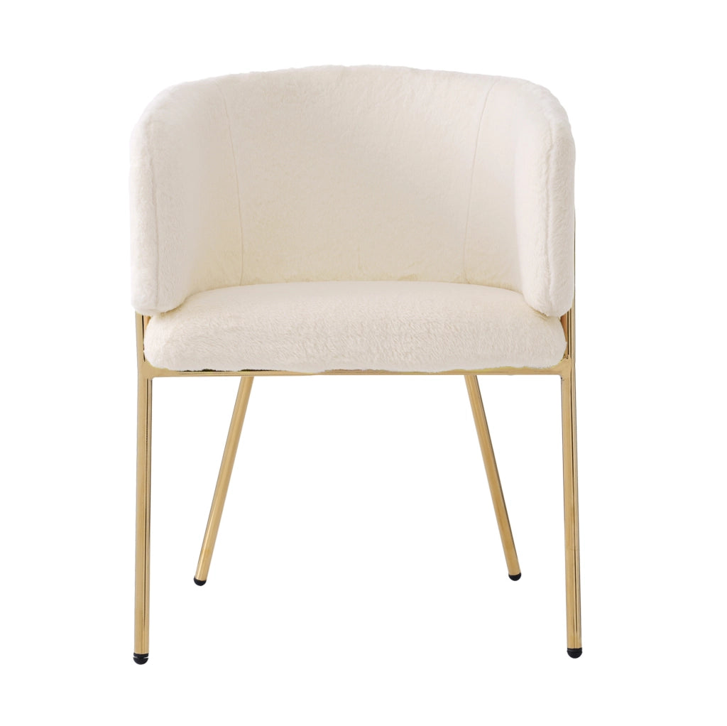 Set di 2 sedie relax con quattro gambe in metallo in pelliccia sintetica bianca