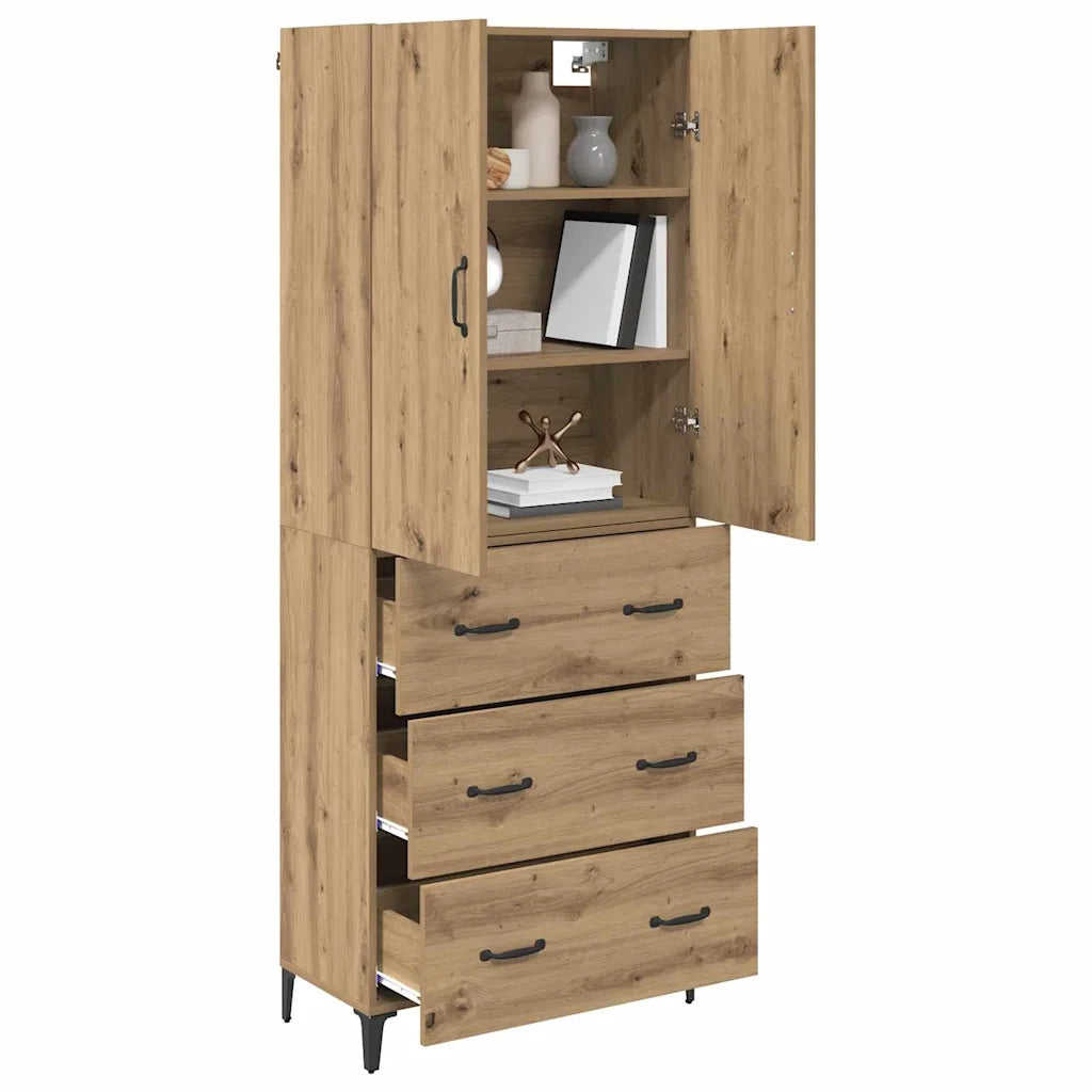 Credenza con Cassetto-Buffet-Armadio da cucina Rovere artigianale 69,5 x 34 x 180 cm 618908