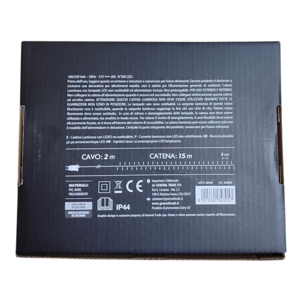 Luci Natalizie 500 LED Bianco Caldo Programmabili 8 Giochi 15m IP44 Interno Esterno Natale