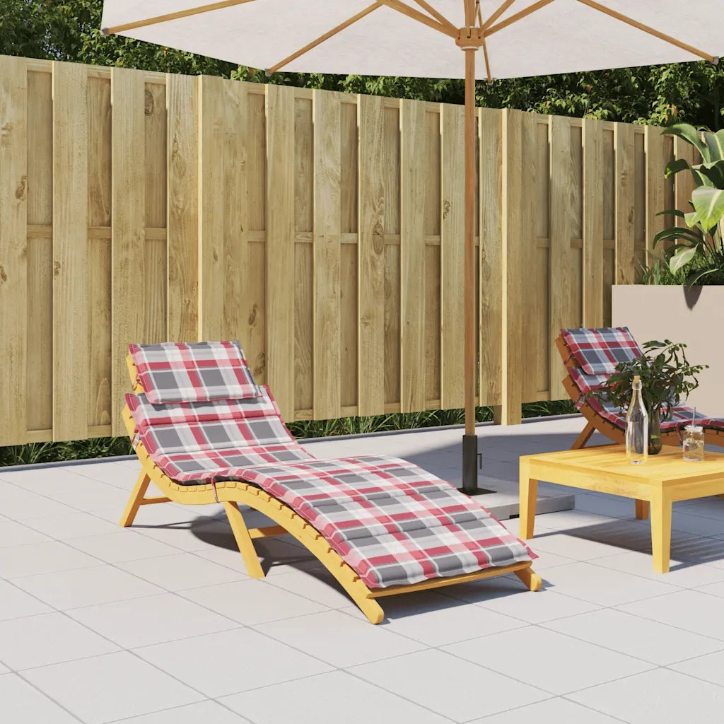 Cuscino per Lettino a Quadri Rossi 186x58x4cm in Tessuto Oxford 314171