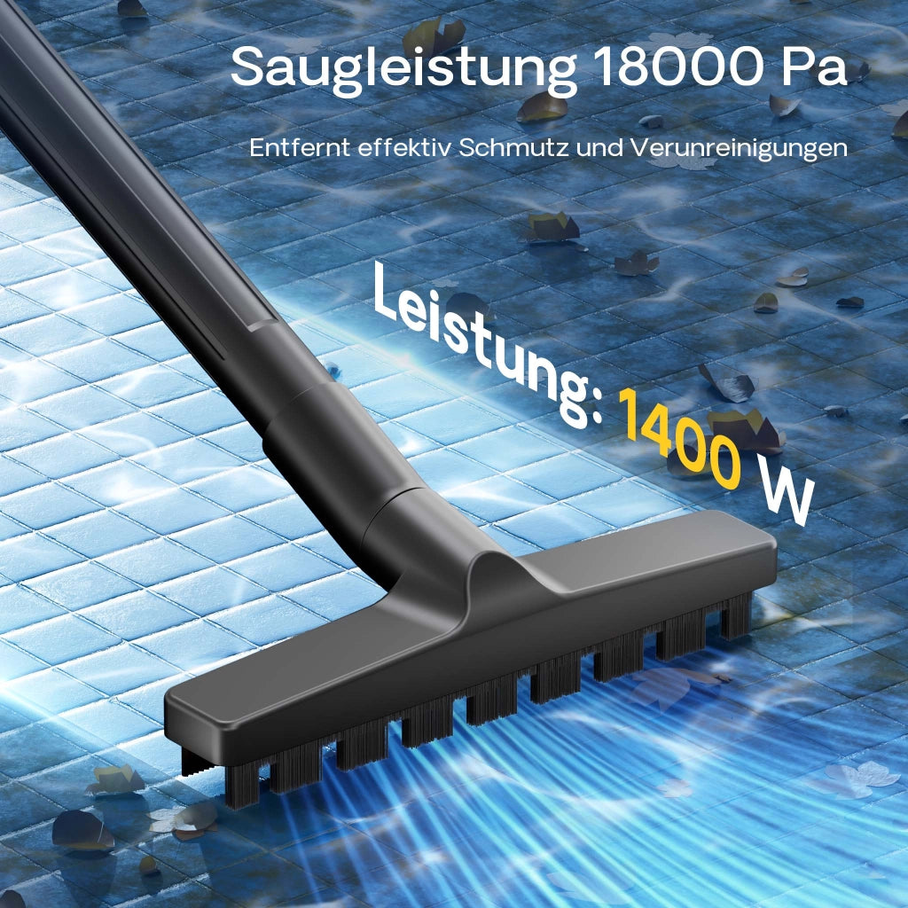 Aspiratore per laghetti/piscine Aspirafango 1400W Funzionamento a secco/umido Svuotamento automatico