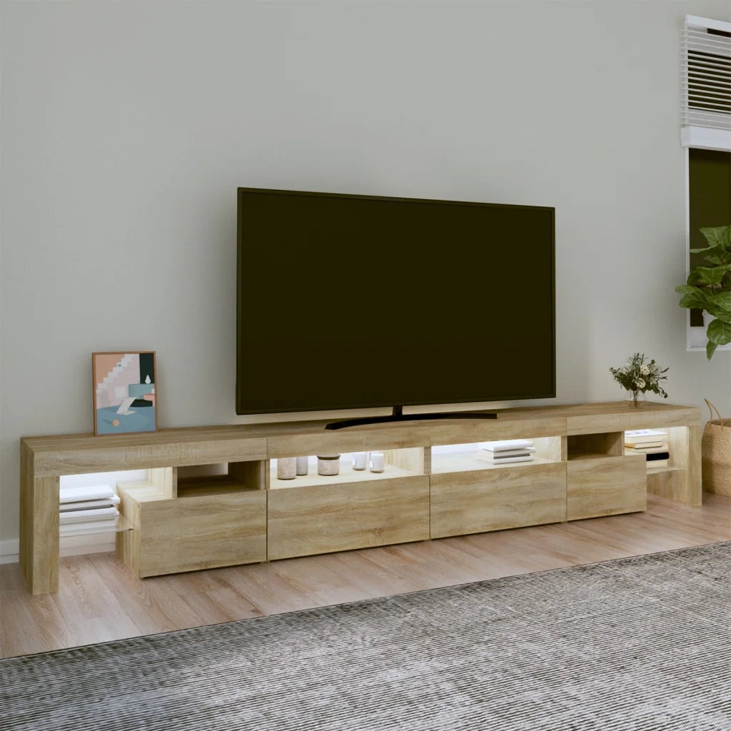 Mobile Porta TV con Luci LED Rovere Sonoma 260x36,5x40 cm 3152820