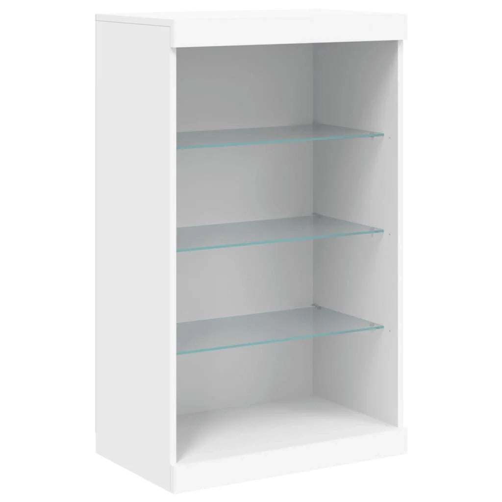 Buffet credenza cassettiera mobiletto mobile contenitore organizer per cucina soggiorno salotto con luci a LED 3 pezzi legno ingegnerizzato bianco 02_0037196