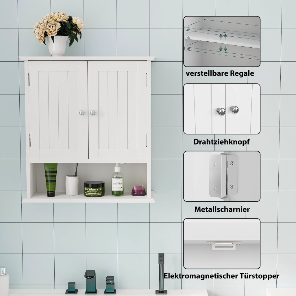 ARMADIO BAGNO A MURO 54,6 x 19,8 x 59,9 cm MDF BIANCO