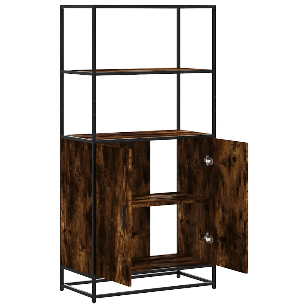 Credenza Rovere Fumo 68x35x139 cm Legno Multistrato Metallo 849051