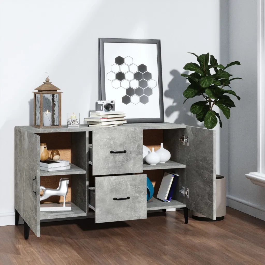 Credenza-Buffet-Armadio da cucina Grigio Cemento 100x36x60 cm in Legno Multistrato 952619