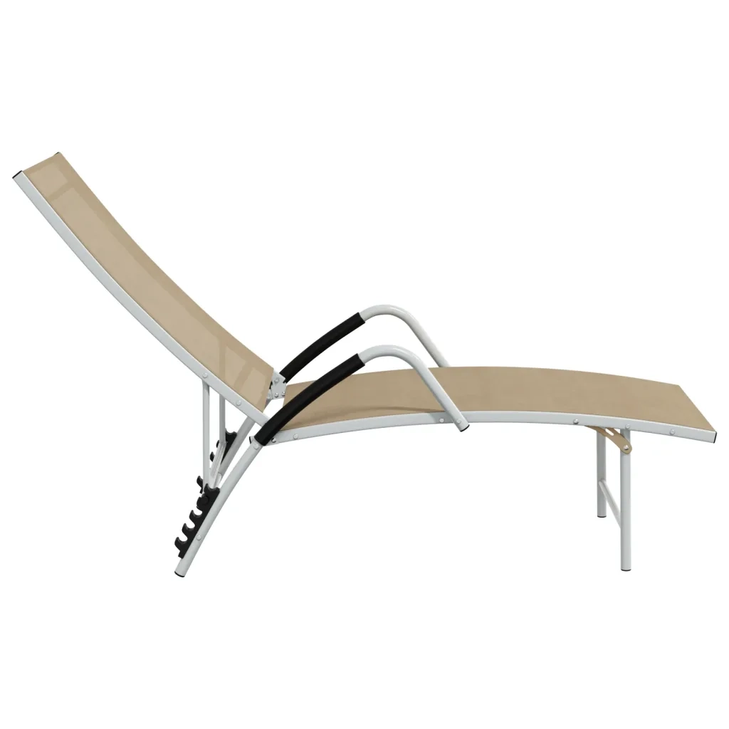 Lettino Prendisole in Textilene e Alluminio Crema 310522