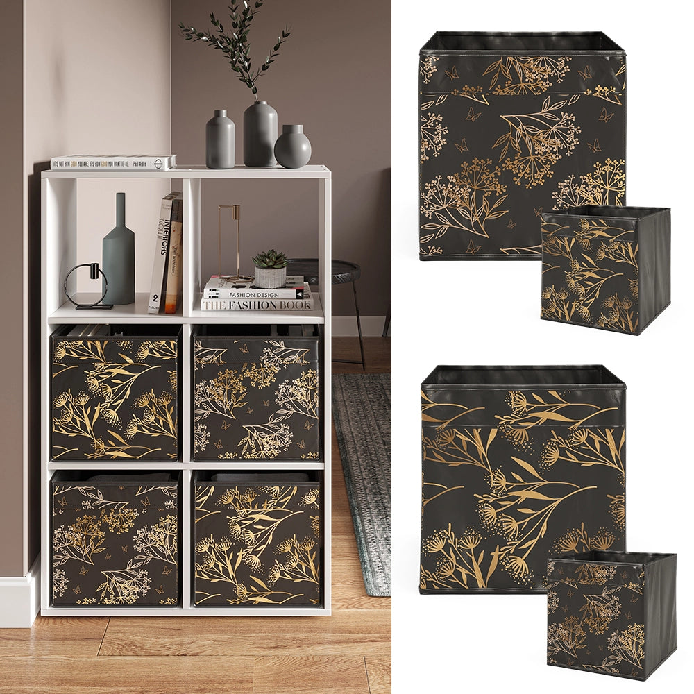 Vicco Scatola pieghevole Nero/oro 30 x 30 cm Set di 2 Opzione1