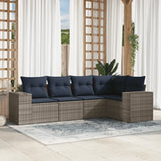 Salotto da Giardino-Set Divani da Giardino 5 pz con Cuscini Grigio in Polyrattan 905912